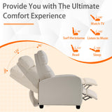 MKDLUFEI Adult Recliner Chair PU Leather Massage Recliner Sofa with Lumbar Support, Push Back, Armrests, Footrest, Adjustable Home Theater Seating for Living Room Home Theater (Black) (Beige) MKDLUFEI