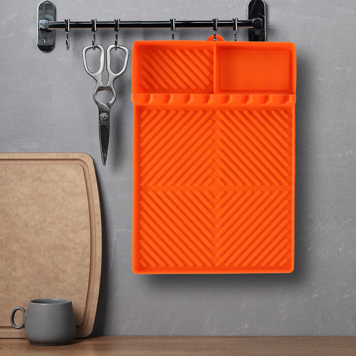 Griddle Mat Barbeque Grill Accessories Tools for Blackstone, Side Shelf Mat Grill Pad for Outdoor Grill Kitchen Counter Spatula Silicone Mat with Drip Pad for Kitchen, Cooking, Countertop (Orange) Find law