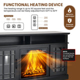 SIMOE Modern 48 Inch Electric Fireplace TV Stand, TV Console for TVs with 18 Inch Fireplace up to 55 Inch with 2 Open Shelves and Cabinets w/Doors, Remote Control, Black SIMOE