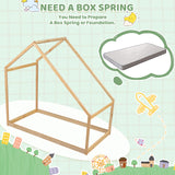 Merax Kids Twin Bed Frame with Rooftop, Montessori Wooden House Design, Sturdy and Easy to Assemble Merax