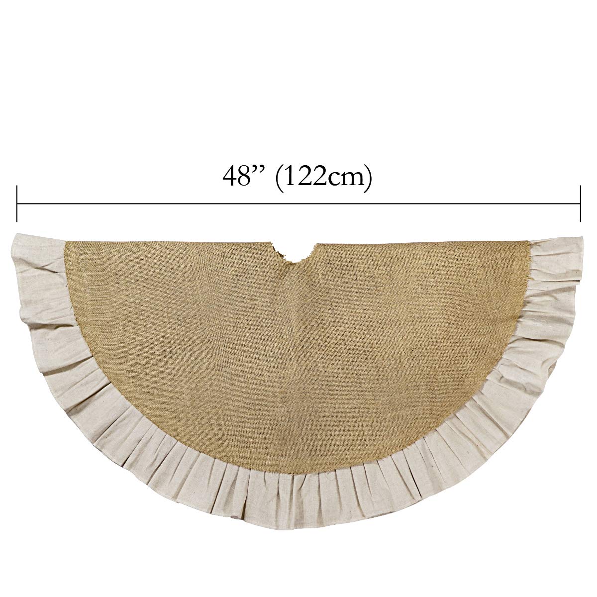 Ivenf Christmas Tree Skirt, 48 inches Natural Burlap Jute with Ruffle Edge, Rustic Xmas Holiday Decoration Ivenf
