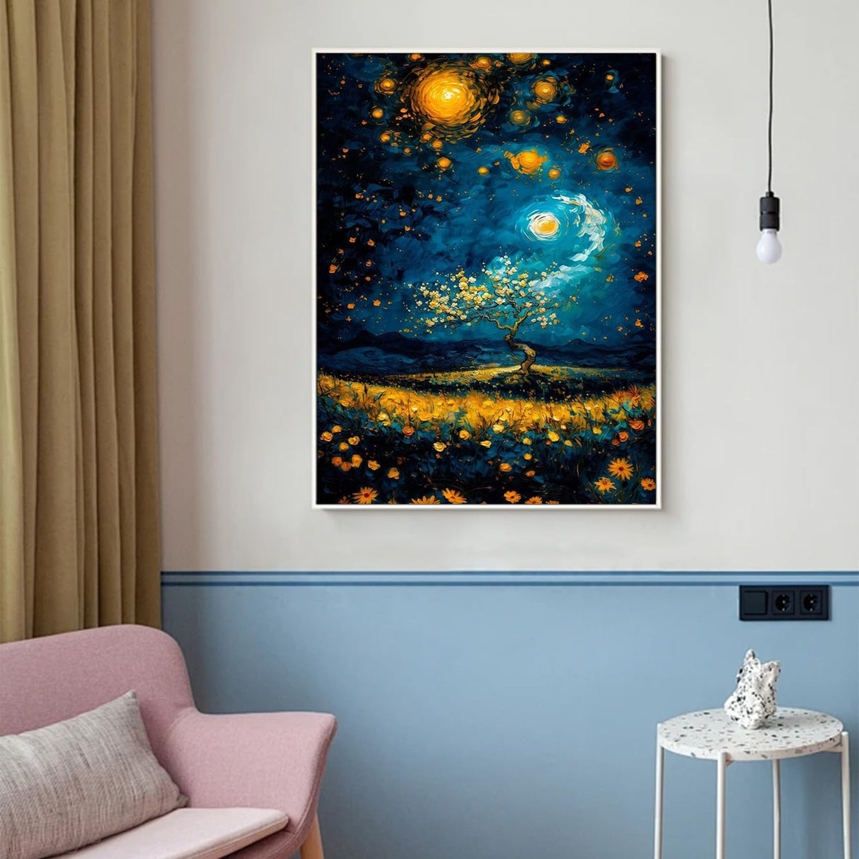 HITIRECOVI Starry Night Adult Paint by Number Kits on Canvas,Paint by Numbers Adults,Moon Paint by Number Canvas for Adults,DlY Acrylic Paint by Numbers Kits for Gifts Home Wall Decor 16x20inch HITIRECOVI