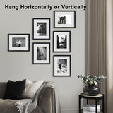 BSRHOME 8x10 Picture Frame Set of 6, Display Pictures 5x7 with Mat or 8x10 Without Mat for Tabletop Display and Wall Mounting, Black BSRHOME