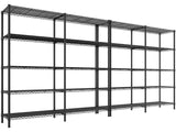 REIBII 5 Tier Wire Shelving Storage Shelves Loads 1430LBS, 58" W Metal Shelving Unit for Storage Adjustable Heavy Duty Garage Shelving Pantry Shelves Kitchen Shelving, Black, 2 Pack REIBII