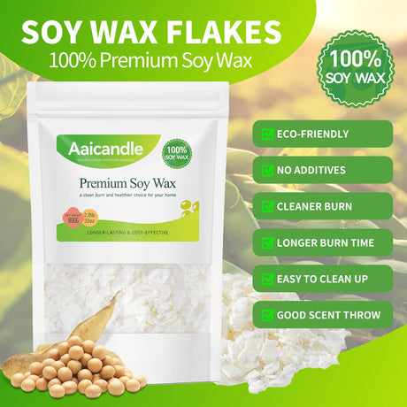 2LB Soy Wax Flakes, Natural Soy for Candle Making, Premium Candles Wax for Handmade Candles Making Supplies No additives Supplies for Container, Cup, Scented, DIY (890G / 32 OZ) Aaicandle