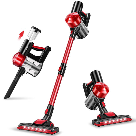 iwoly C150 Cordless Vacuum Cleaner Rechargeable with 2200mAh Detachable Battery, 18000Pa Cyclone Vacuum with HEPA Filter, Lightweight Portable Handheld Stick Vacuum for Hard Floor Car Cleaning iwoly