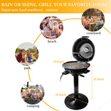 Electric BBQ Grill Techwood 15-Serving Indoor/Outdoor Electric Grill for Indoor & Outdoor Use, Double Layer Design, Portable Removable Stand Grill, 1600W (Stand Black BBQ Grills) Techwood