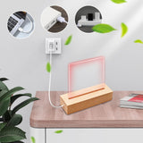 EATAKWARD 4 Pcs 5.9" Wood Rectangle Light Display Pedestal, Wooden LED Display Base Dimmable Colorful Lights Lamp Stand with USB Cable for Acrylic, Crystal, Night Light (Inner Slot, Square Base) EATAKWARD