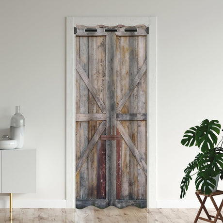 Barn Wood Door Door Curtains for Doorways, Rustic Farmhouse Rural Wooden Art Blackout Curtain for Kids Bedroom Closet, Grommet Thermal Insulated Privacy Door Drapes for Room Divider, 42"W x 80"L SOSSIZOO