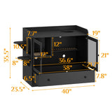 DAWNSPACES Extra Large Cat Litter Box Enclosure Furniture Hidden, Cat Condo Cabinet Pet House with Stairs for 2, Nightstand Side Table witha Large Drawer for Living Room, Black DAWNSPACES