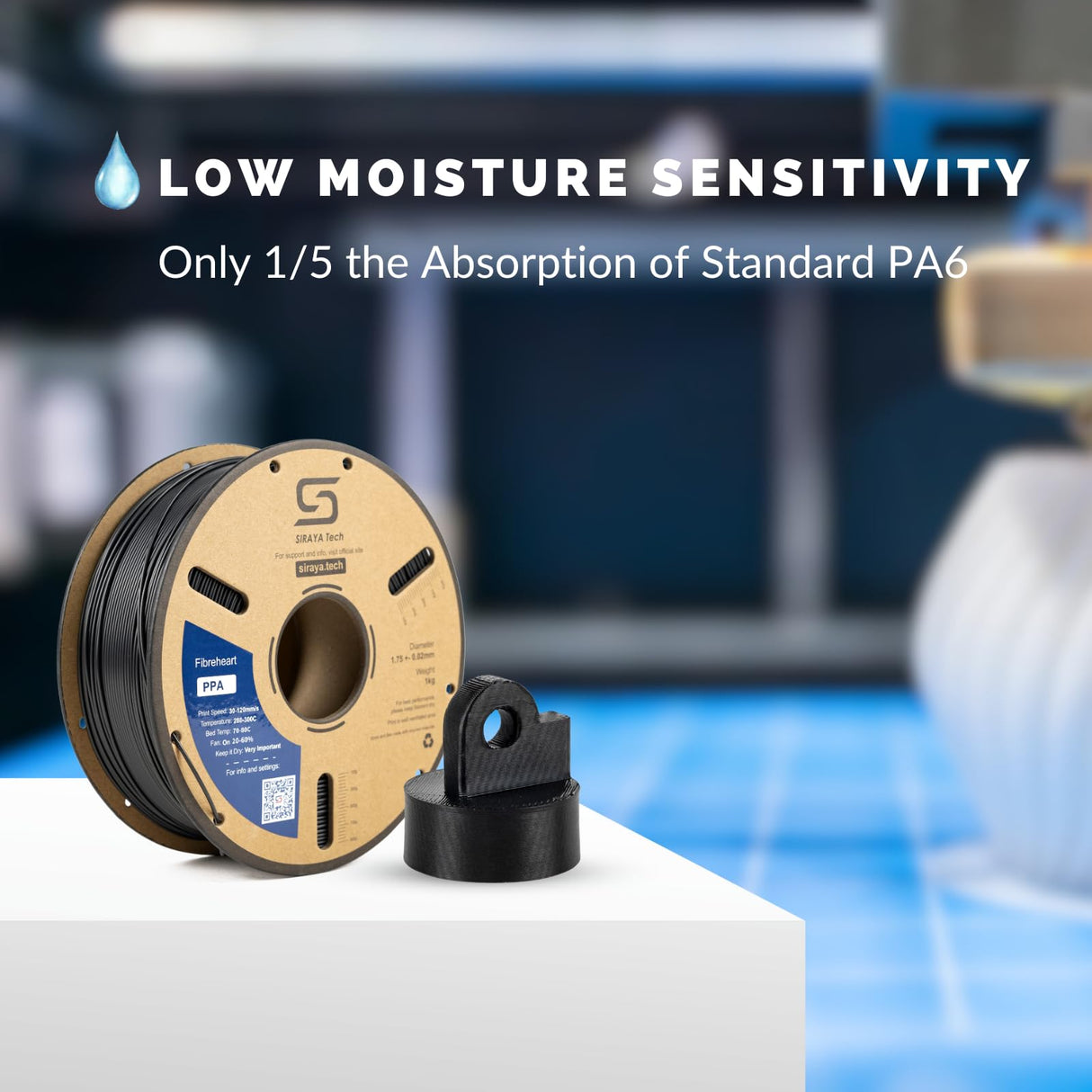 Siraya Tech Fibreheart PPA 3D Printing Filament - High Performance Polyphthalamide Nylon, Extreme Strength & Heat Resistance for Industrial & Engineering Applications - 1kg (2.2lbs) 1.75mm Siraya Tech