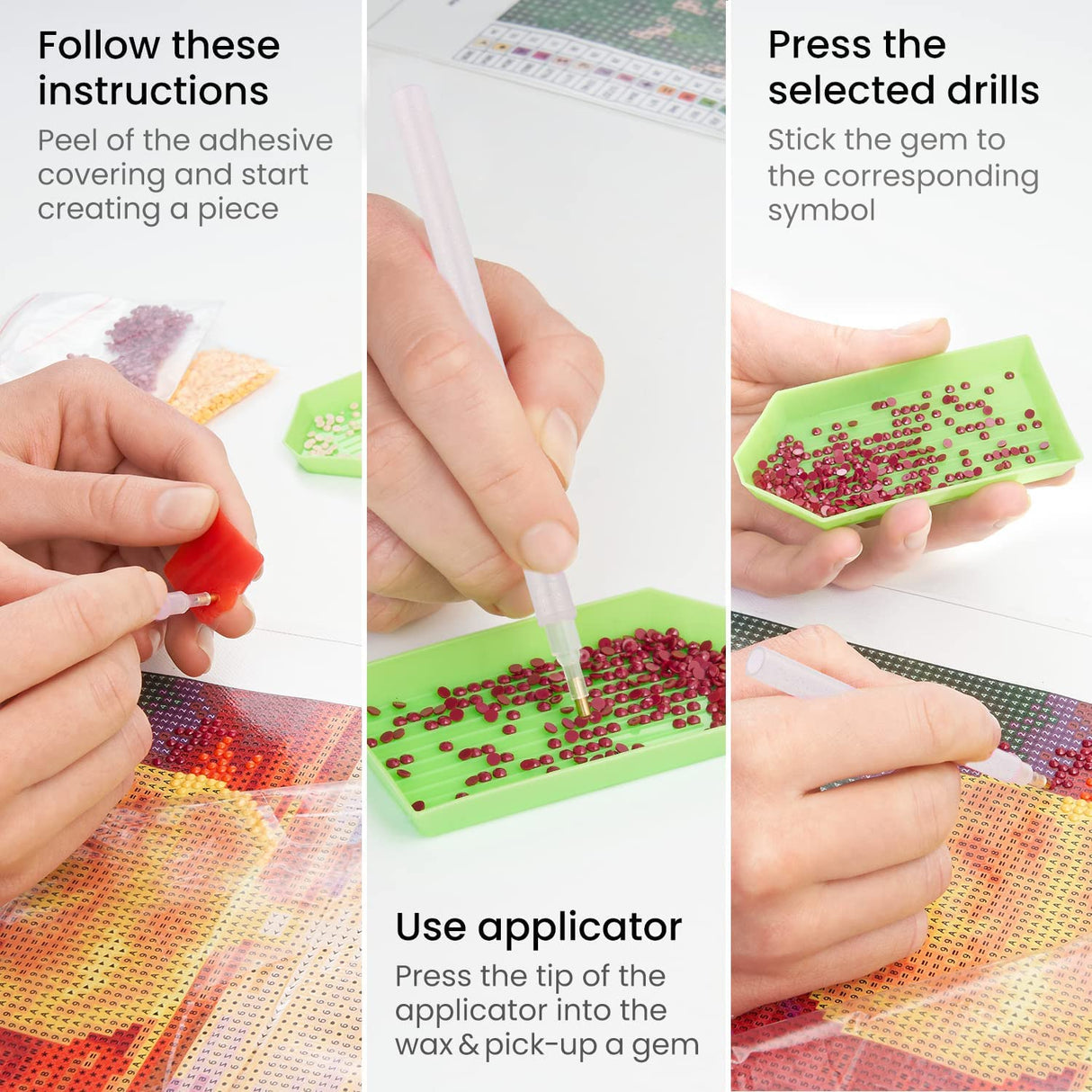 RICUVED Diamond Art Kits, Wolf Diamond Art Kits for Adults Full Drill Diamond Art Two Wolves Rhinestone Embroidery Arts Craft for Home Wall Decor 16x12 inch RICUVED