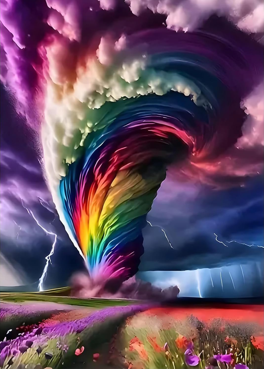 Rainbow Storm Diamond Painting Kits for Adults, 5D Diamond Art Painting by Numbers Kits, DIY Rainbow Storm Diamond Art Kits, Full Round Drill Diamond Paintings for Adults for Home Wall Decor, 12x16in GUMITOON