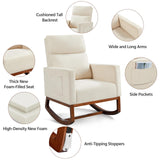 Yaheetech Rocking Chair, Modern Glider Chair, Recliner Armchair with Wood Legs and Side Pocket, Nursery Rocking Accent Chair with High Back for Living Room Bedroom, Beige Yaheetech