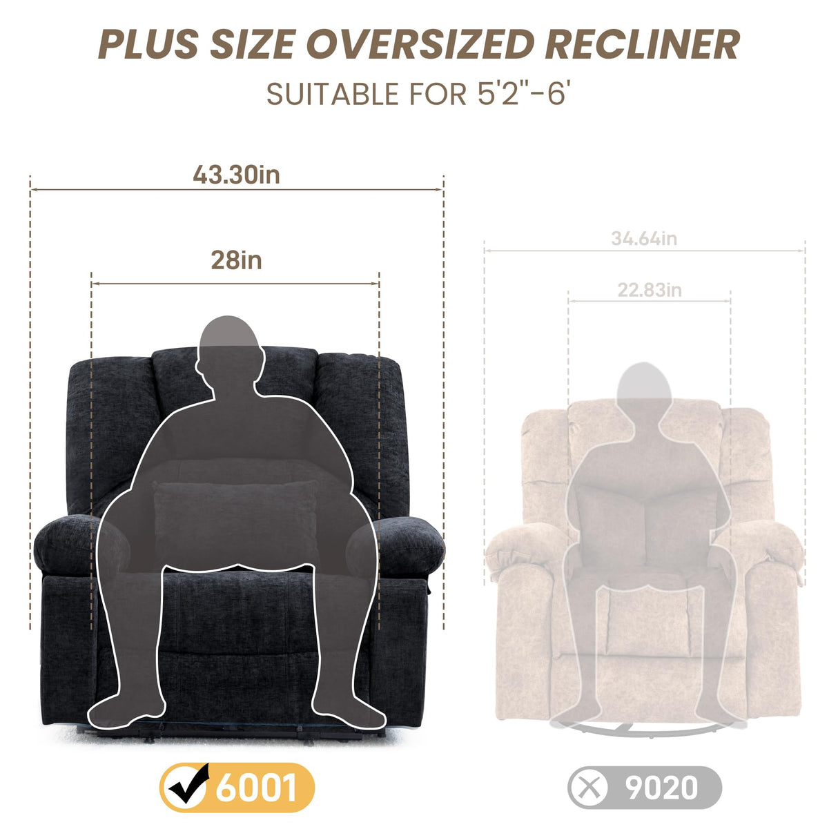 HOMYEDAMIC Oversized Power Recliner Chair 350lb with Hidable Cup Holders, Extra Wide Large Big Electric Recliner Chair with Lumbar Support Pillow Nursery Chair Living Room (Power, Black) HOMYEDAMIC