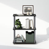 Furinno Turn-N-Tube 3-Tier Multipurpose Compact Bookshelf, Bookcase, Black/Grey Furinno