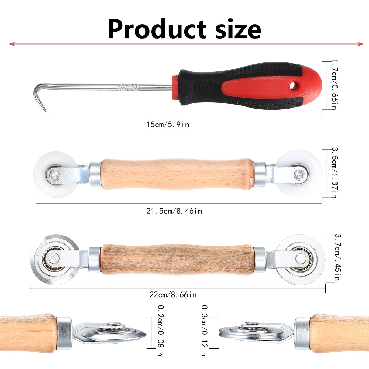 Zxglxinyao Screen Repair Tool, 3 Pcs Window Screen Rolling Tool, Metal/Nylon Window Screen Spline Roller Tool, Screen Roller with Bearing for Install/Repair/Replace Window Screens, with Removal Hook Zxglxinyao