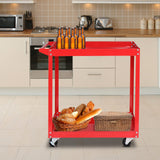 TUFFIOM 2 Tier Rolling Tool Cart, 220 LBS Capacity Industrial Service Cart w/Wheels, 2 Shelf Steel Utility Cart, Tool Storage Organizer for Mechanic, Garage, Workshop, Warehouse & Repair Shop, Red TUFFIOM
