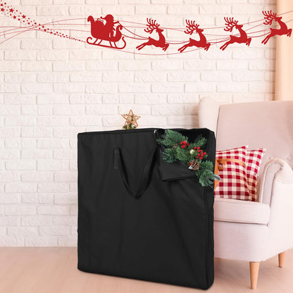 Oudain Pop Up Christmas Tree Storage Bag Large Tree Storage Container Oxford Polyester Christmas Tree Bag with Handles and Zippers for Pop Up Christmas Tree Decorations (Black,34 x 34 x 4.7 Inch)