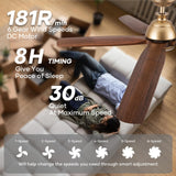 60 Inch Outdoor Ceiling Fan with Light and Remote, Gold Ceiling Fans with Lights, Solid Wood Blade, Quiet Reversible DC Motor, Damp-Rated Large Outdoor Ceiling Fans for Patios Porch Gazebo Farmhouse ShreeFindee