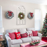 Sintosin Farmhouse Window Frame Wall Decor Living Room 36" x 20", Hanging Distressed White Rustic Arched Window Frame, Wooden Cathedral Window Frames for Wall Decor, Christmas Window Frame Decor Sintosin