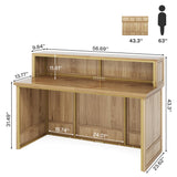 Tribesigns 57" Reception Desk with Counter, Modern Front Desk with Metal Frame, Wooden Retail Checkout Counter for Office, Reception Room, Beauty Salon, Lobby (Light Wood Color) Tribesigns