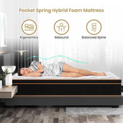 BedStory 14 Inch King Mattress Innerspring Hybrid Mattress with Gel Memory Foam Individual Wrapped Coils Spring Mattress Medium Firm for Pressure Relief CertiPUR-US Certified