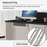 Modern Reception Desk with Counter, 63" Black Solid Wood Front Desk with Lockable Drawers/Cabinets/LED Light Strip, Retail Counter for SOHO, Office, Beauty Salon(Black+Gray, 63in) Generic