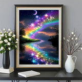 5D DIY Diamond Painting, 30x40cm Rainbow Galaxy River Starry Sky Art, Full Round Drill Craft for Adults Beginners, Dreamy Room Decor Gift Amz Camel