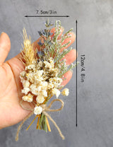 Mini Dried Flower Bouquet Set of 12, Small Bouquets, Bohemian Wedding Table Centerpieces Arrangements, Bridesmaid Flower Girl Proposal Gift Box, Groomsmen Boutonnieres.(primary colour) xin's convey