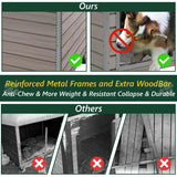 PetsCosset 43.3" L Dog House Outdoor for Large Breeds Dogs Anti Chewing Iron Frames Dog Kennel Wooden Pet Houses for Indoor Outdoor with Weatherproof Roof,6 Elevated Feet, Reinforced Bottom Support PetsCosset