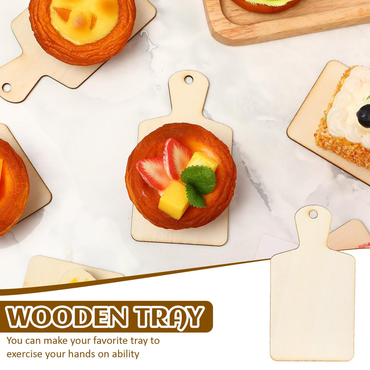 Suzile 36 Pcs Mini Wooden Cutting Board with Handle, Unfinished Small Wooden Chopping Board Paddle Board Craft for DIY Painting Kitchen Cooking Decoration, 5.1x2.8 Inch Suzile