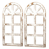H&A Arch Window Frames Wall Decor 2 Pack - Rustic White Wood Window Pane Country Farmhouse Decorations (white) H&A