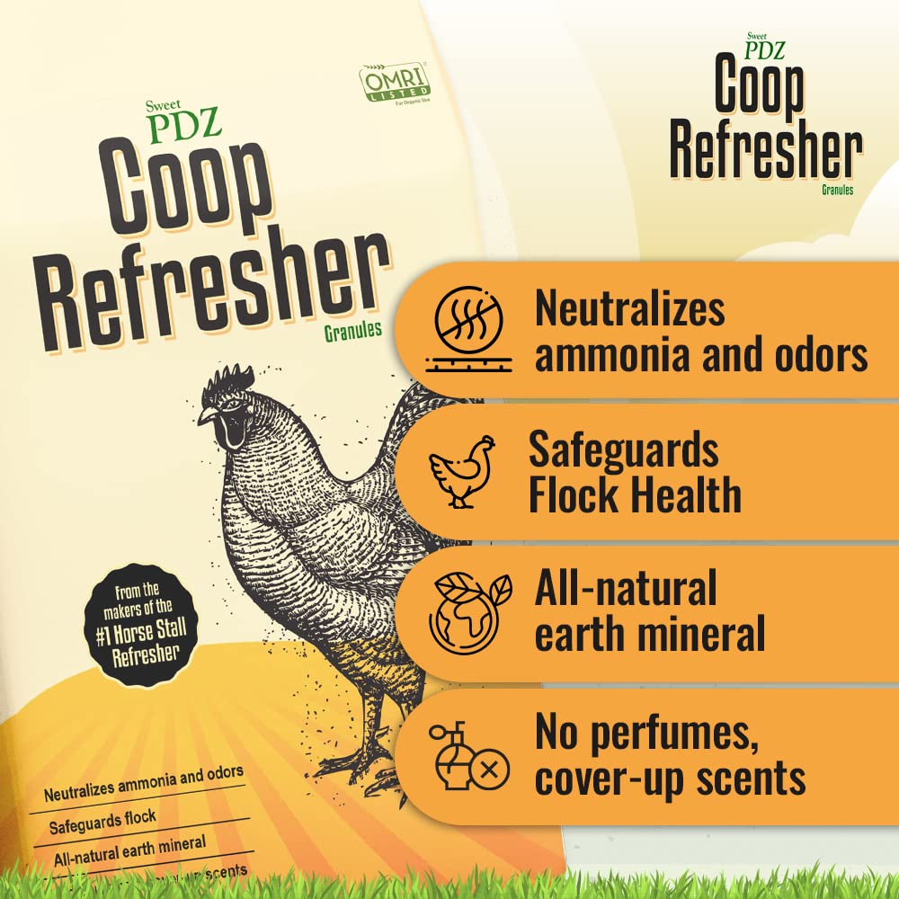 Sweet PDZ - Coop Refresher - Zeolite Odor Eliminator - Essential Chicken Coop Accessory - 10 lbs Sweet PDZ
