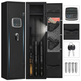 ANXINWEI Gun Safe, 2-3 Fingerprint Gun Cabinet with Anti-Theft Alarm, 180° Door Open Quick Access Biometric Rifle Safes for Home, Long Gun Safe Locker with Removable Shelf, Shotgun Safe with LED Light ANXINWEI