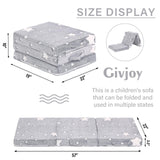 Givjoy Foldable Floor Mattress for Kids, Glow in The Dark Toddler Washable Tri Folding Floor Nap Mat for Sleeping Daycare, Child Trifold Futon Sofa Bed with Storage Bag for Girls and Boys Givjoy