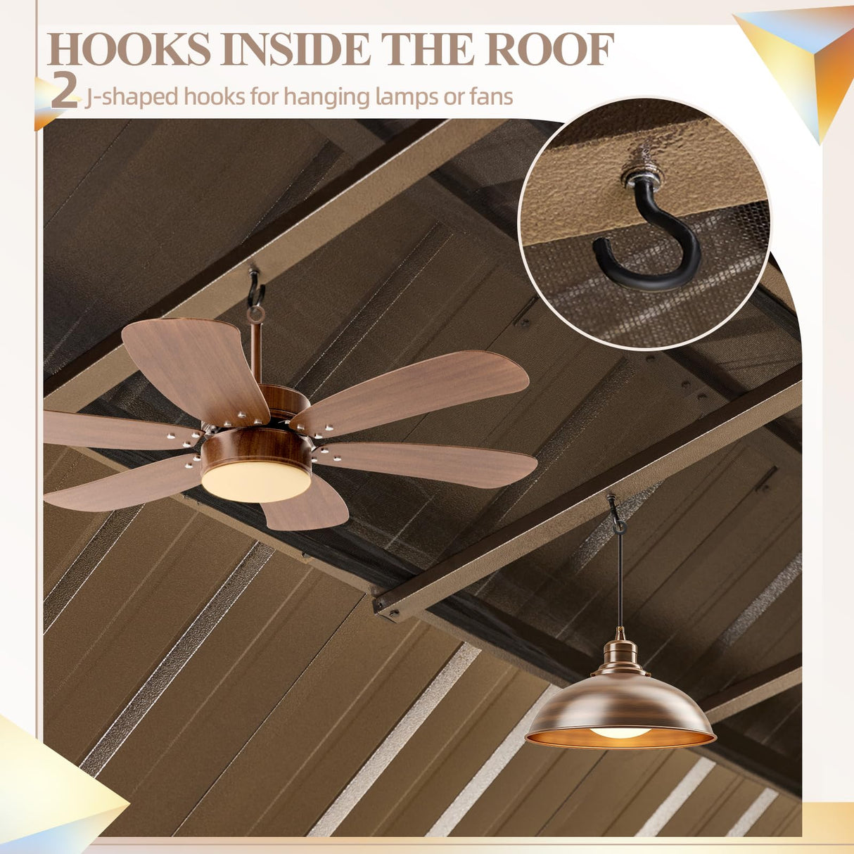 YOLENY 12' x 18' Hardtop Gazebo Faux Wood Grain Metal Gazebo with Aluminum Frame, Galvanized Steel Double Roof, Outdoor Patio Gazebo Pergolas with Netting and Curtains for Backyard, Patio, Lawns YOLENY