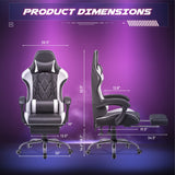 Homall Gaming Chair, Computer Chair with Footrest and Massage Lumbar Support, Ergonomic High Back Video Game Chair with Swivel Seat and Headrest (White) Homall