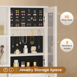 BTHFST Makeup Vanity with Upholstered Stool & Charging Station, Vanity Desk with Mirror and Lights, Vanity Table Set with Jewelry Storage & RGB Lights & 5 Drawers & Shelves, White & Gold BTHFST