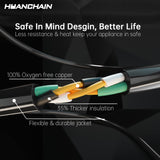 HUANCHAIN Indoor Outdoor Black Extension Cord 75 ft Waterproof, 16/3 Gauge Flexible Cold-Resistant Appliance Extension Cord Outside, 10A 1250W 16AWG SJTW, 3 Prong Heavy Duty Electric Cord, ETL huanchain