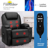 Flamaker Power Lift Recliner Chair PU Leather with Massage for Elderly Ergonomic Lounge Chair Classic Single Sofa with 2 Cup Holders Side Pockets Home Theater Seat (Leather, Light Black) Flamaker