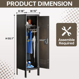 MIIIKO Metal Storage Locker Cabinet with 1 Door, 18“ Deep Lockers with Hanging Hooks, Clothes Locker for School, Bedroom, Home Office, Gym and Changing Room MIIIKO