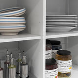 HOMCOM Rolling Kitchen Island with Drop Leaf Wood Breakfast Bar, Farmhouse Kitchen Cart with 2 Drawers, Adjustable Shelves for Dining Room, White HOMCOM