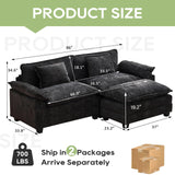 Oprisen Modular Sectional Sofa, Comfy Cloud Couch Sectional Sofa with Ottoman, Chenille Sofa Sleeper Deep Seat Sofa with Throw Pillows for Living Room (Black, 86"- L Shape) Oprisen