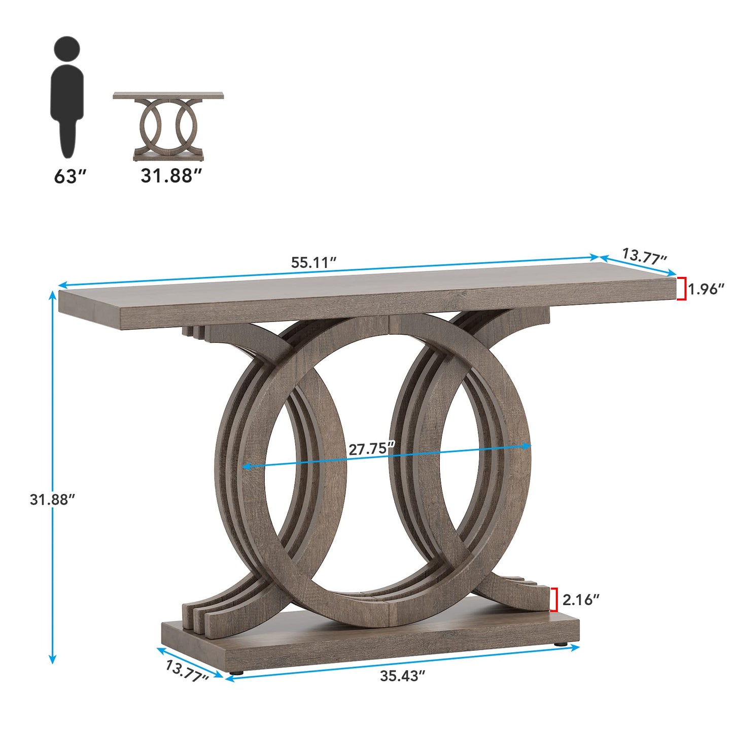 Tribesigns 55 inches Console Table with Unique Base, Farmhouse Hallway Table, Wooden Entryway Table, Vintage Sofa Table, Unique Long Accent Table for