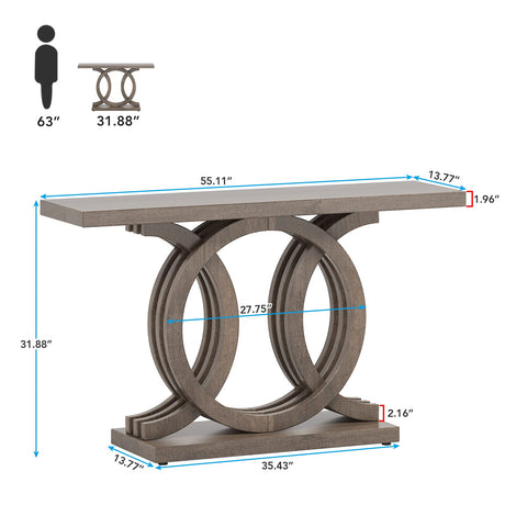 Tribesigns 55 inches Console Table with Unique Base, Farmhouse Hallway Table, Wooden Entryway Table, Vintage Sofa Table, Unique Long Accent Table for Tribesigns