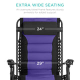 Best Choice Products Oversized Padded Zero Gravity Chair, Folding Outdoor Patio Recliner, XL Anti Gravity Lounger for Backyard w/Headrest, Cup Holder, Side Tray, Polyester Mesh - Black/Purple Best Choice Products