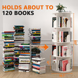 Nidouillet Rotating Bookshelf, 4 Tier Spinning Bookcase Tower Lazy Susan, Revolving 360 Book Shelf Storage Round Organizer, Vertical Rotate Turning Corner Book Case for Small Space, White Nidouillet