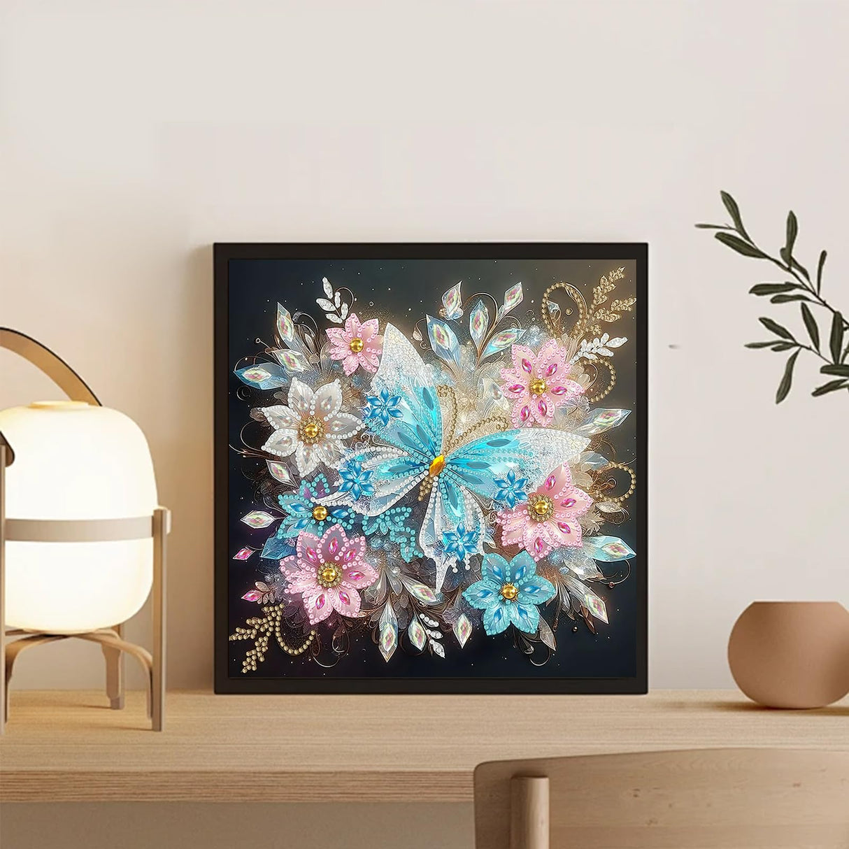 Aestalrcus Butterfly Diamond Painting Kits for Adults, Butterfly Flowers Special Shape Diamond Art Kits for Adults, DIY Gem Art Crystal Rhinestones for Gift Home Wall Decor 12x12 Inch Aestalrcus