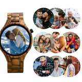 2win Personalized Custom Watch Printing Photo for Men Unique Wood Wristwatch Anniversary Watch for Him & Families 2win